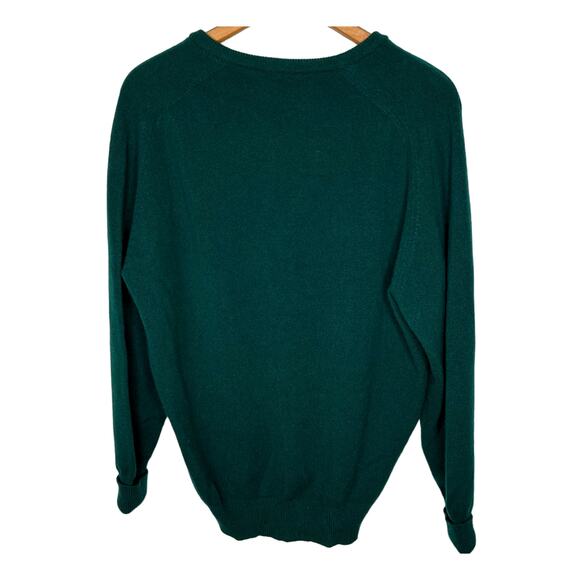 Huckberry Vintage Men's L 100% Wool Sweater $350 Embroidered Tribal V Neck Green - Picture 4 of 9